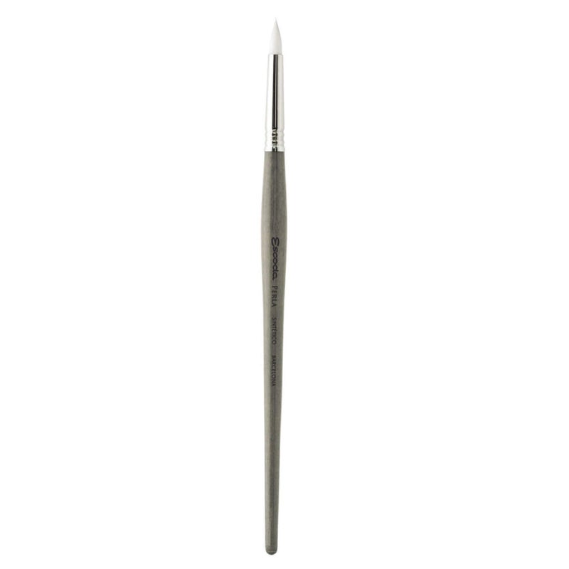 Escoda Perla Series 1435 Short Handle Round Artist Watercolor Brush, 6, White Toray Filament - Image 1